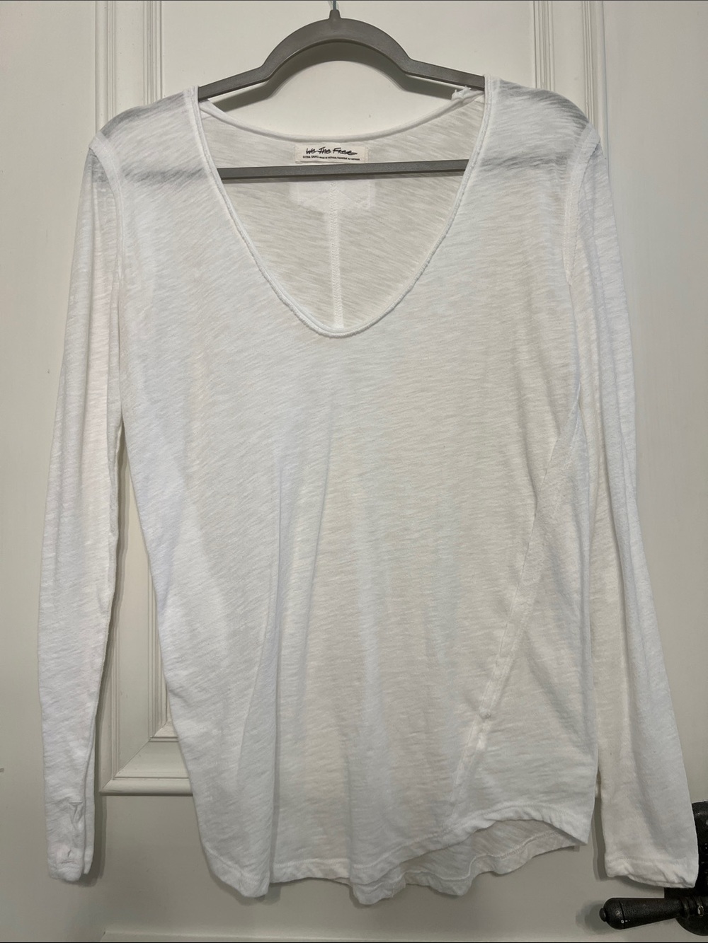 We The Free White Scoop Neck Long Sleeve Tee